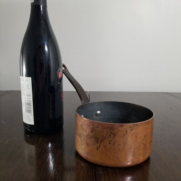 Vintage 4.5" Copper Saucepan Chef Cooking Pot Iron Handle Tin Lined Hand Rivets - Picture 13 of 13